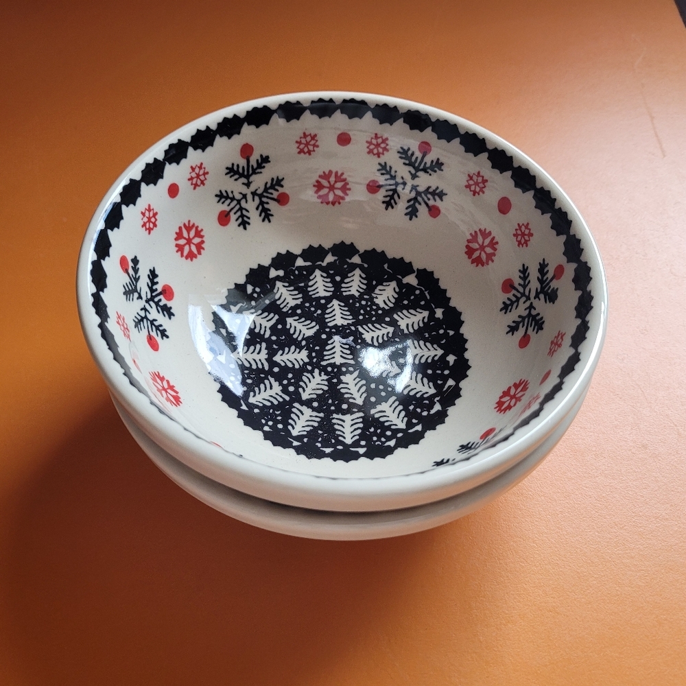 Polish Pottery Christmas Bowls set of two